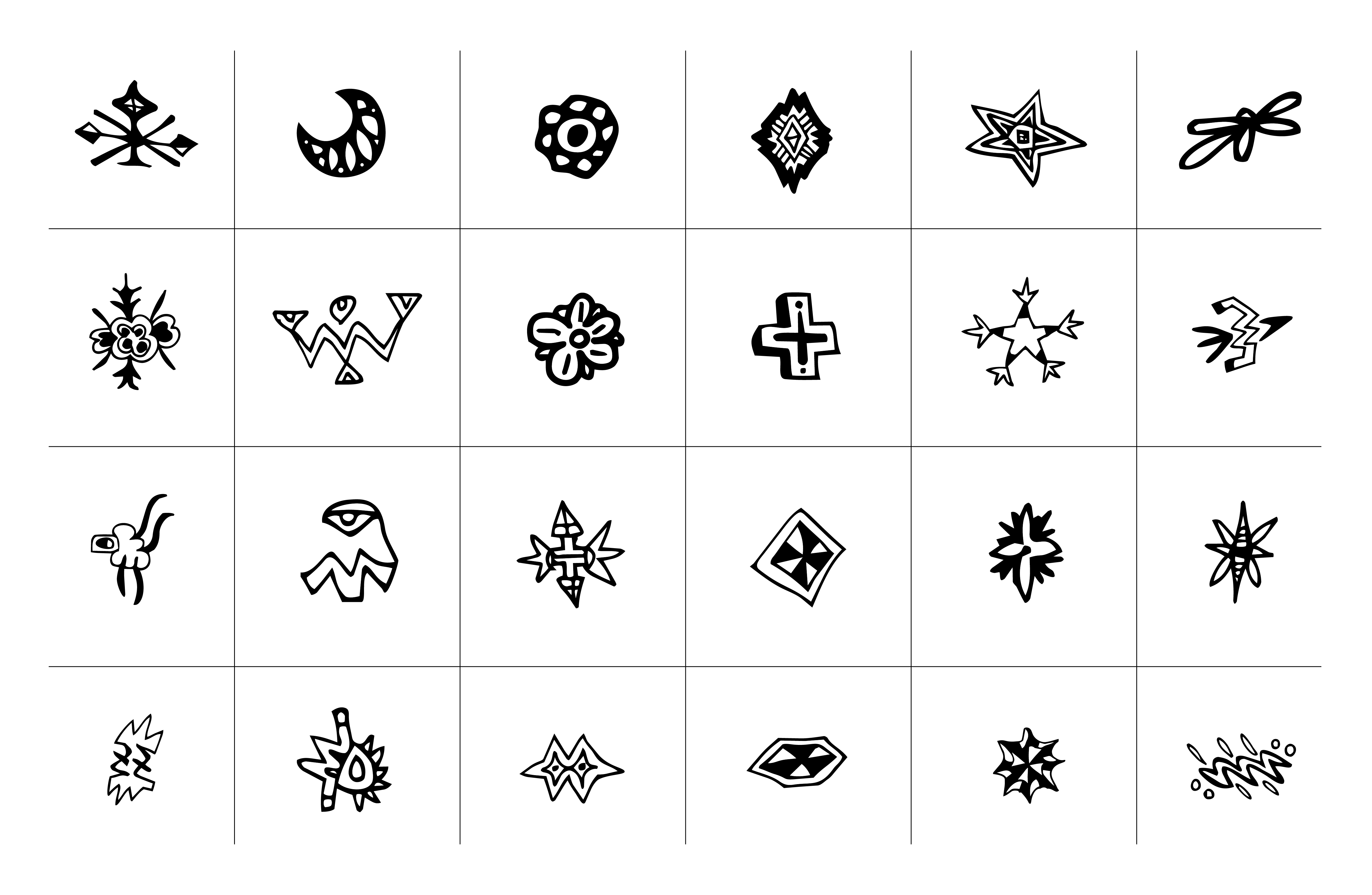 Flash sheet — ink characters on black